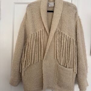 Forte forte boucle wool fringe coat